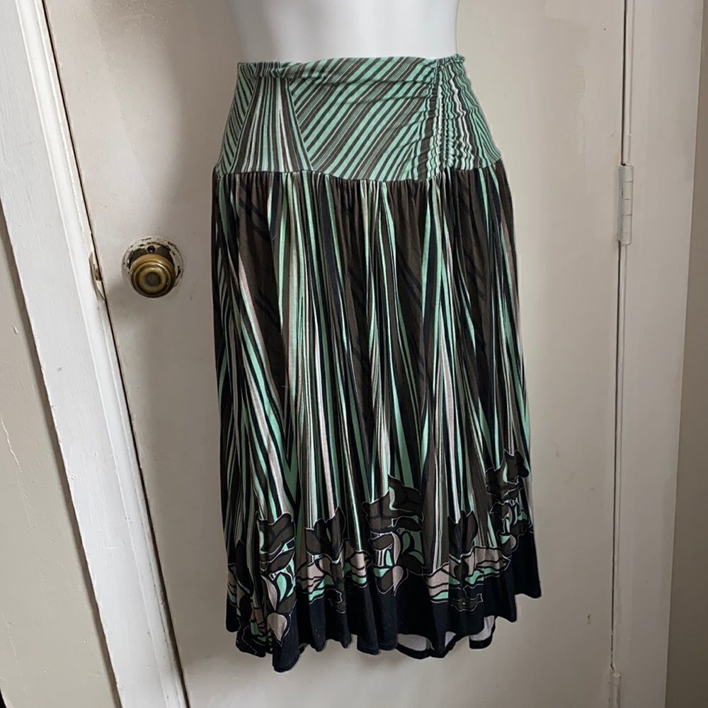 ELLE A-line Mint and Brown Skirt-M